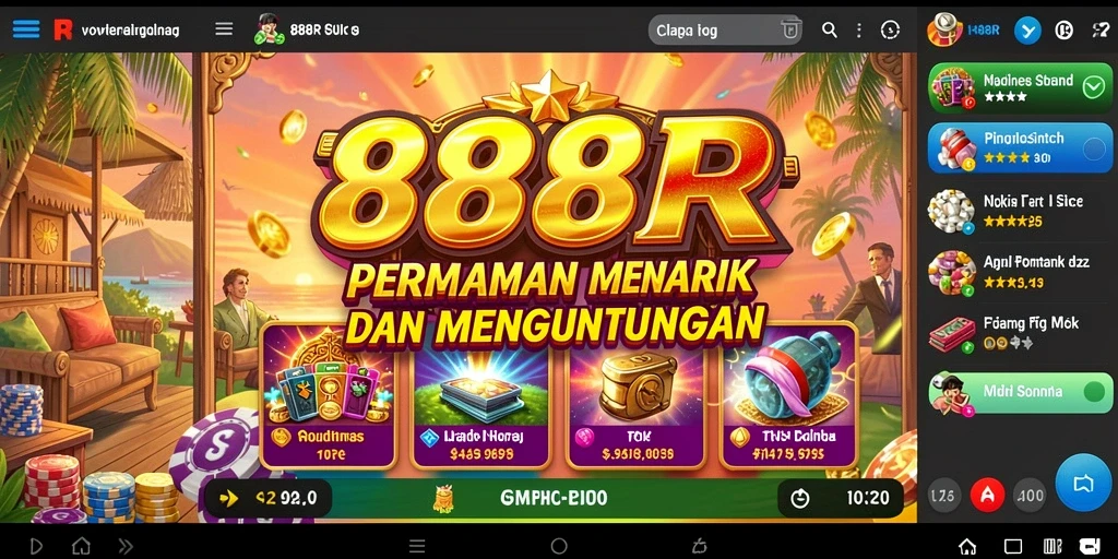 Tangkapan layar gameplay 888R yang menunjukkan mesin slot yang menarik.
