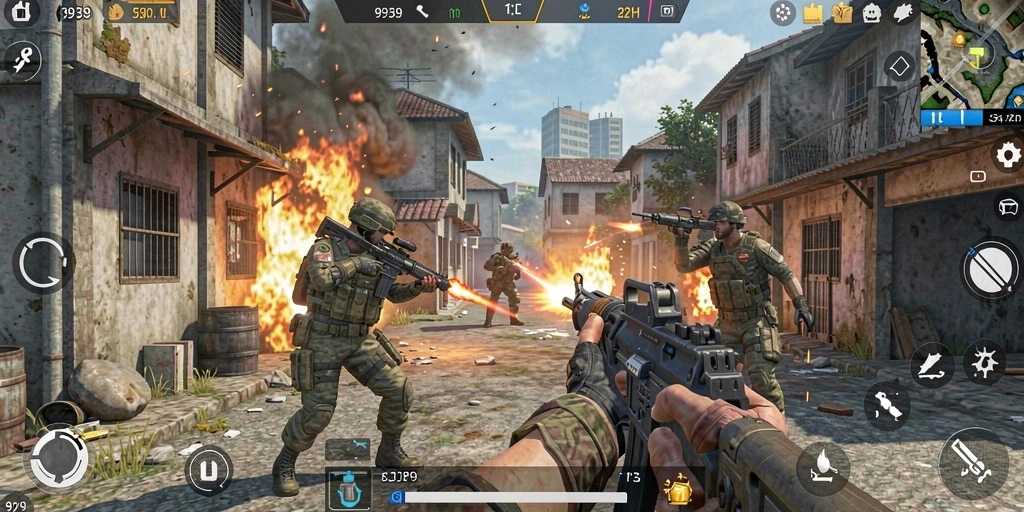 Screenshot dari gameplay seru di 9939 yang menunjukkan aksi TPS.