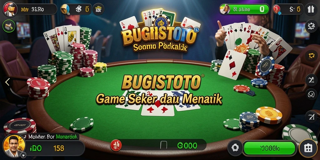 Tampilan gameplay seru di BUGISTOTO yang menampilkan aksi Poker.