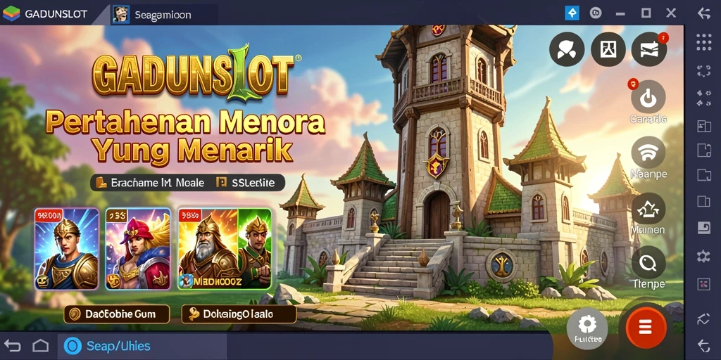 Tampilan gameplay menegangkan dalam GADUNSLOT Tower Defense.