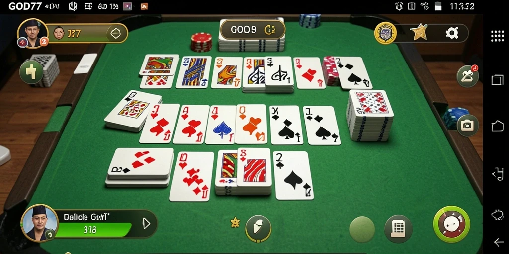 Screenshot gameplay GOD77 dengan tampilan seru permainan Gaple.