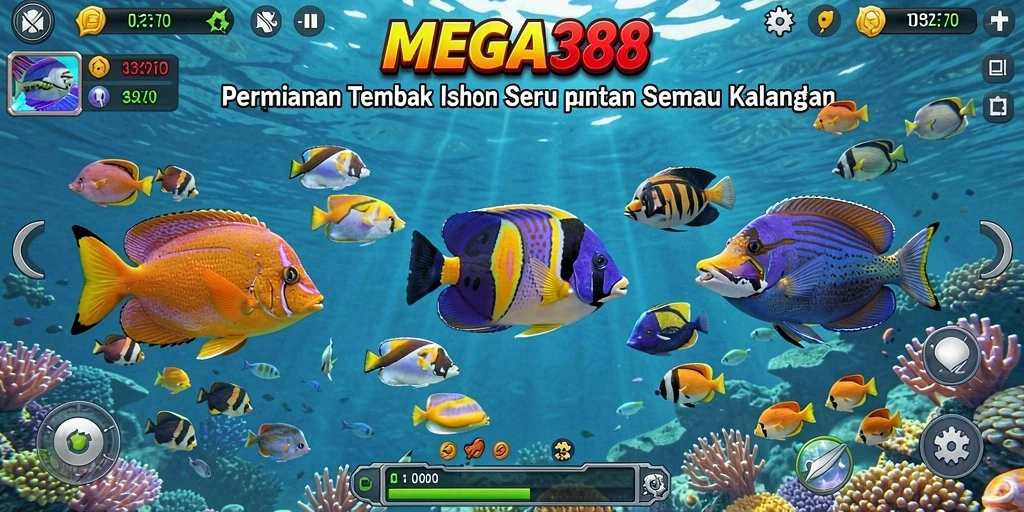 Screenshot menunjukkan aksi seru Tembak Ikan di MEGA388.