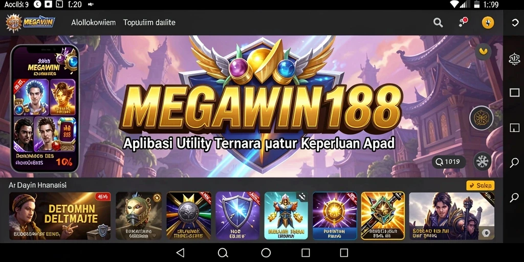 Screenshot utama MEGAWIN188 menampilkan antarmuka yang bersih dan user-friendly.