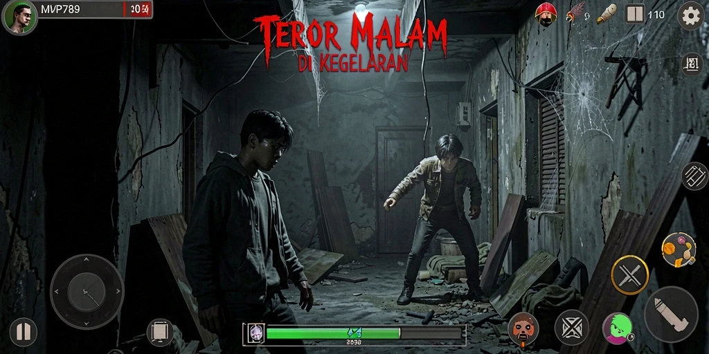 Screenshot gameplay MVP789 dengan suasana seram yang mencekam.