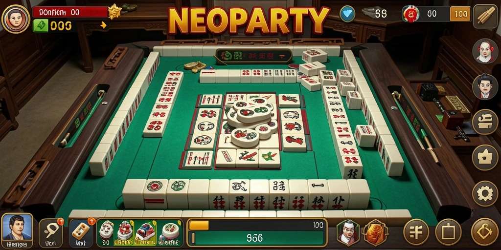 Gambaran gameplay seru di NEOPARTY yang penuh tantangan Mahjong.