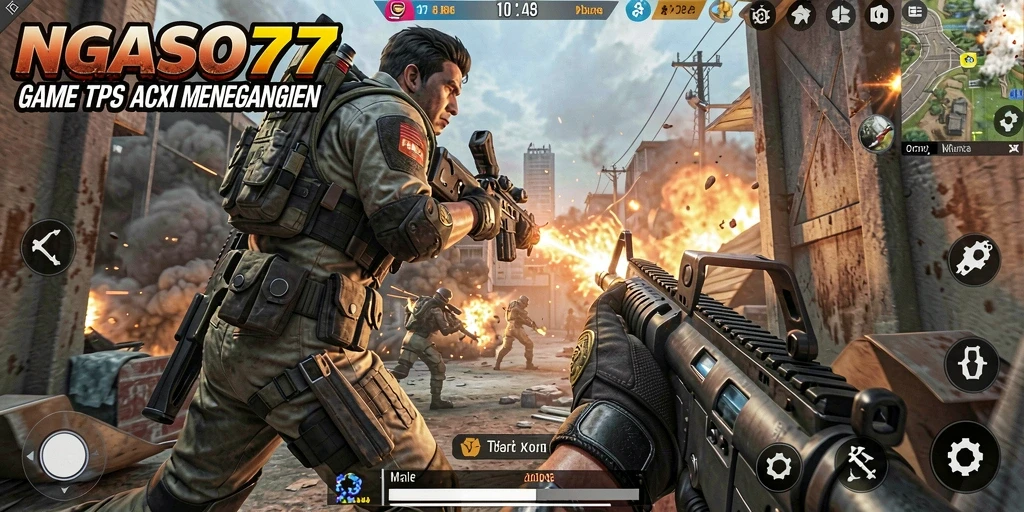 Screenshot utama NGASO77 menampilkan aksi pertempuran yang mendebarkan.