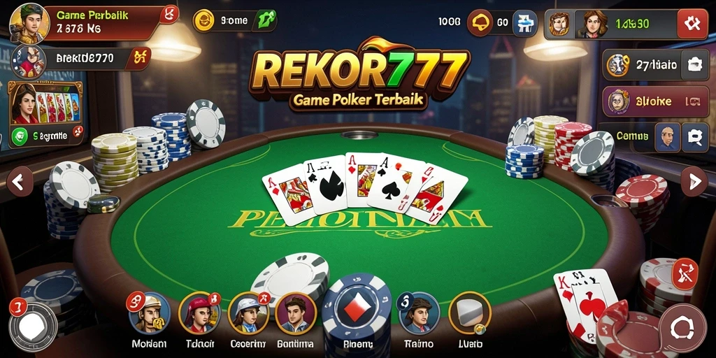 Screenshot gameplay REKOR777 menampilkan suasana meja poker yang kompetitif.