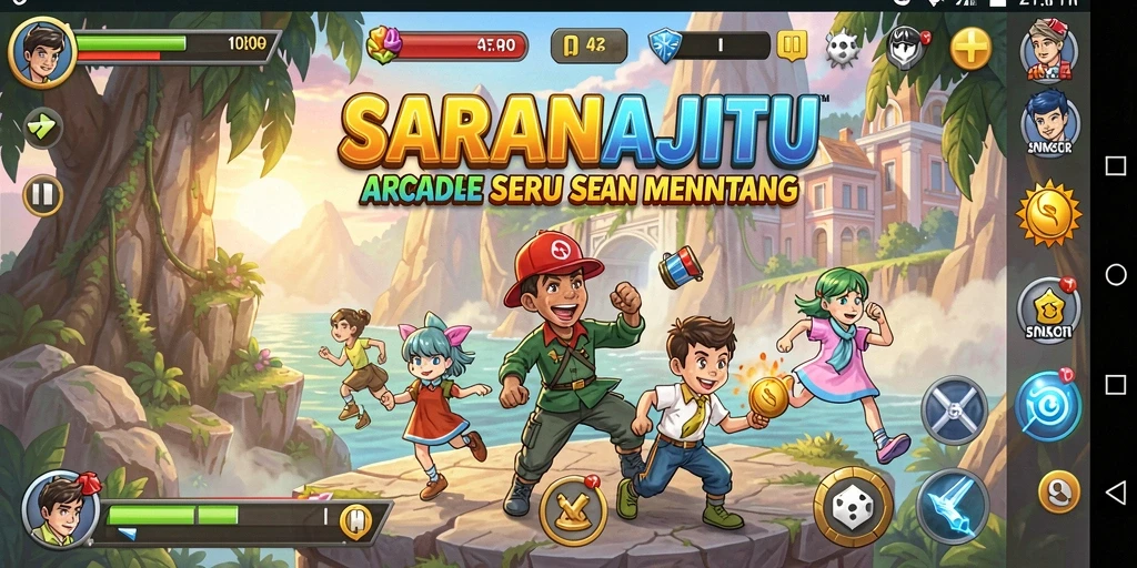 Tampilan gameplay SARANAJITU yang dinamis dan penuh aksi.
