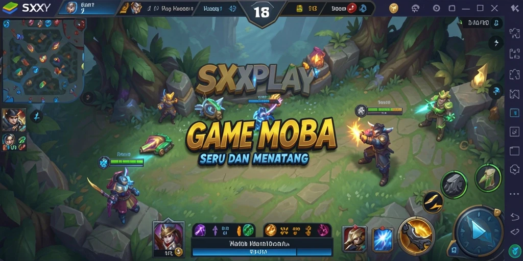 Tampilan gameplay seru di arena perang MOBA.