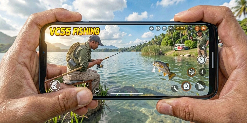 Tangkapan besar di VC55 menunjukkan aksi seru selama gameplay Fishing.